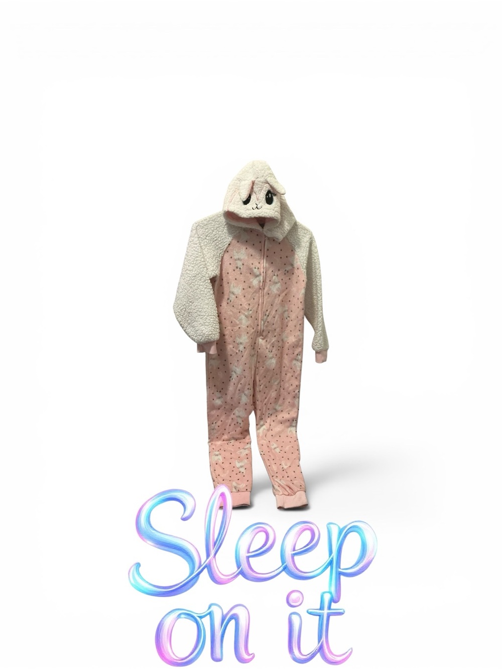 Sleep On It Peach and Cream Sherpa Hooded Onesie